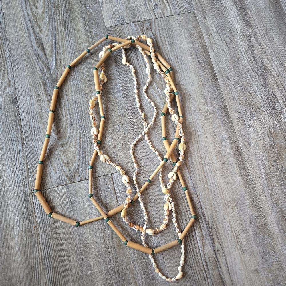 Natural Beaded Necklace with Shell Accents